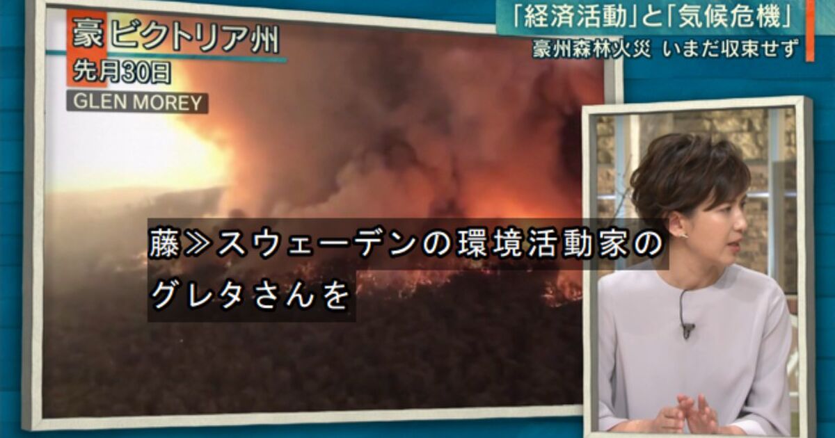 森林火災と何の関係が 報ステに出演の藤えりか朝日新聞記者 スウェーデンの環境活動家のグレタさんをずいぶんバッシングした人たちはこの現実を見て足元を見つめ直してほしいと思いますね Togetter