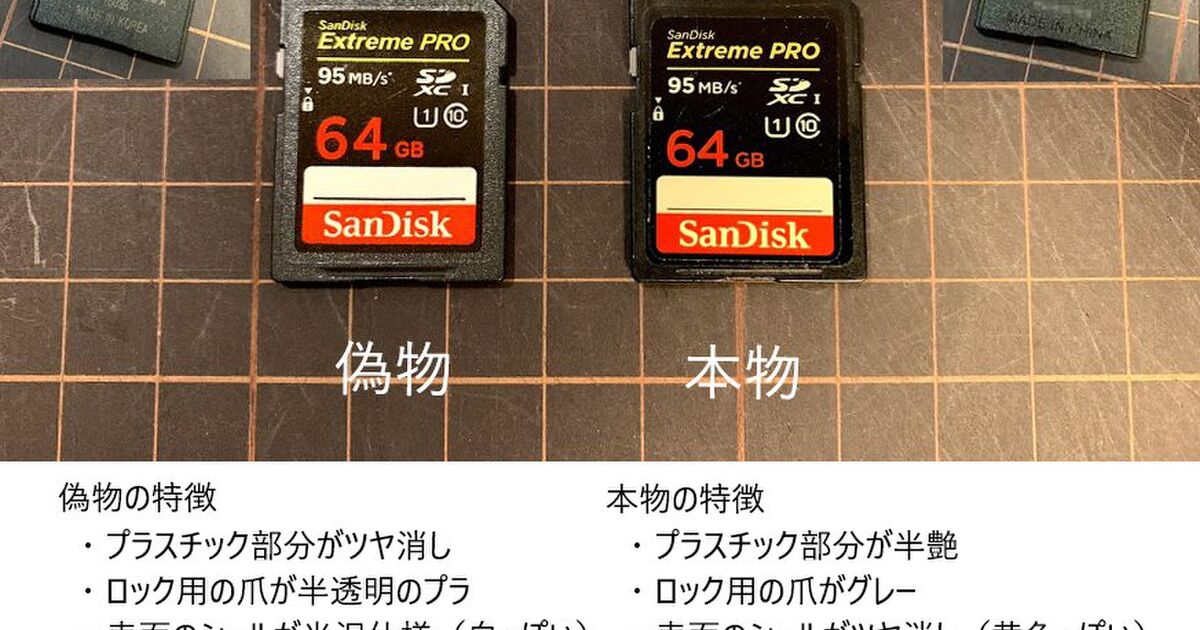 注意喚起 Sandiskのsdカードの偽物 粗悪品 がひどすぎる 大切な写真が突然消えることも 本物との見分け方を共有中 並べないとわからない Togetter