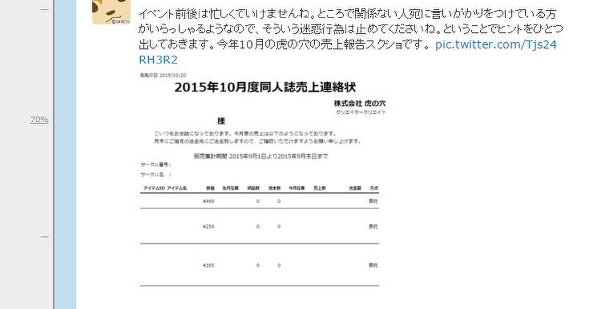 白 Num11氏の虎の穴売上連絡状画像検証 Togetter