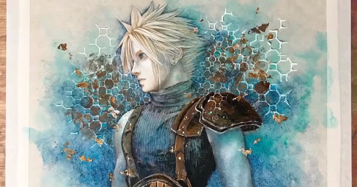 Ff7r クラウドを日本画家が本気で描いた動画と作品がめちゃくちゃ凄い 大胆かつ繊細な手法は絵描きさんも目からウロコ Togetter