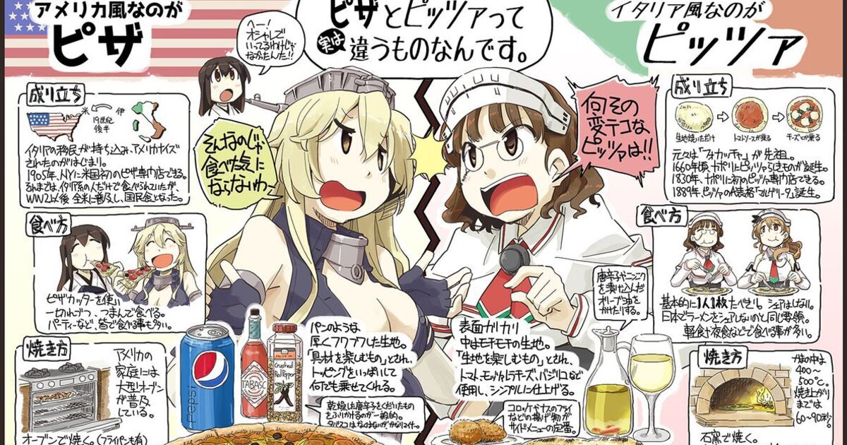 ピザ と ピッツァ は違う食べ物って知ってた 艦これ キャラで説明するイラストが話題に トゥギャッチ