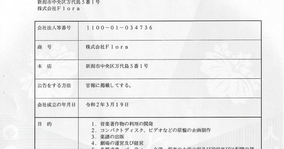 Ngt48の新運営会社 株式会社floraの登記簿謄本を公開 宅建太郎先生による解説動画 Togetter