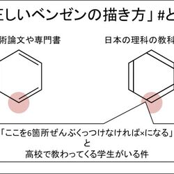 ベンゼン環の正しい描き方 について高校で教わったのと違います って言って来る学生がいる 日本の理科の教科書のベンゼン環がヘンな形をしているところから始まるんじゃないかと 2ページ目 Togetter