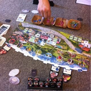 グリーン・ホワイト系 完成品♪ ボードゲーム【Saustall 豚小屋】日本