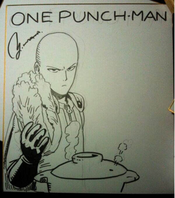 ワンパンマン』直筆イラスト・サイン色紙 《VIZ Media 30周年》 ONE