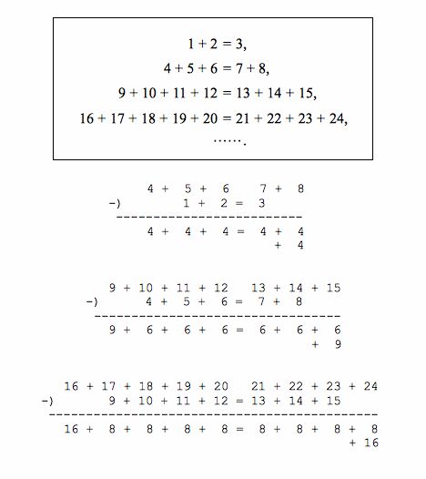 連続する整数の 1 乗 2 乗 3 乗の和に関する等式 Togetter
